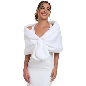 Faux Fur Shawl Wrap Stole Shrug Winter Bridal Wedding Scarf Wrap Evening Party C
